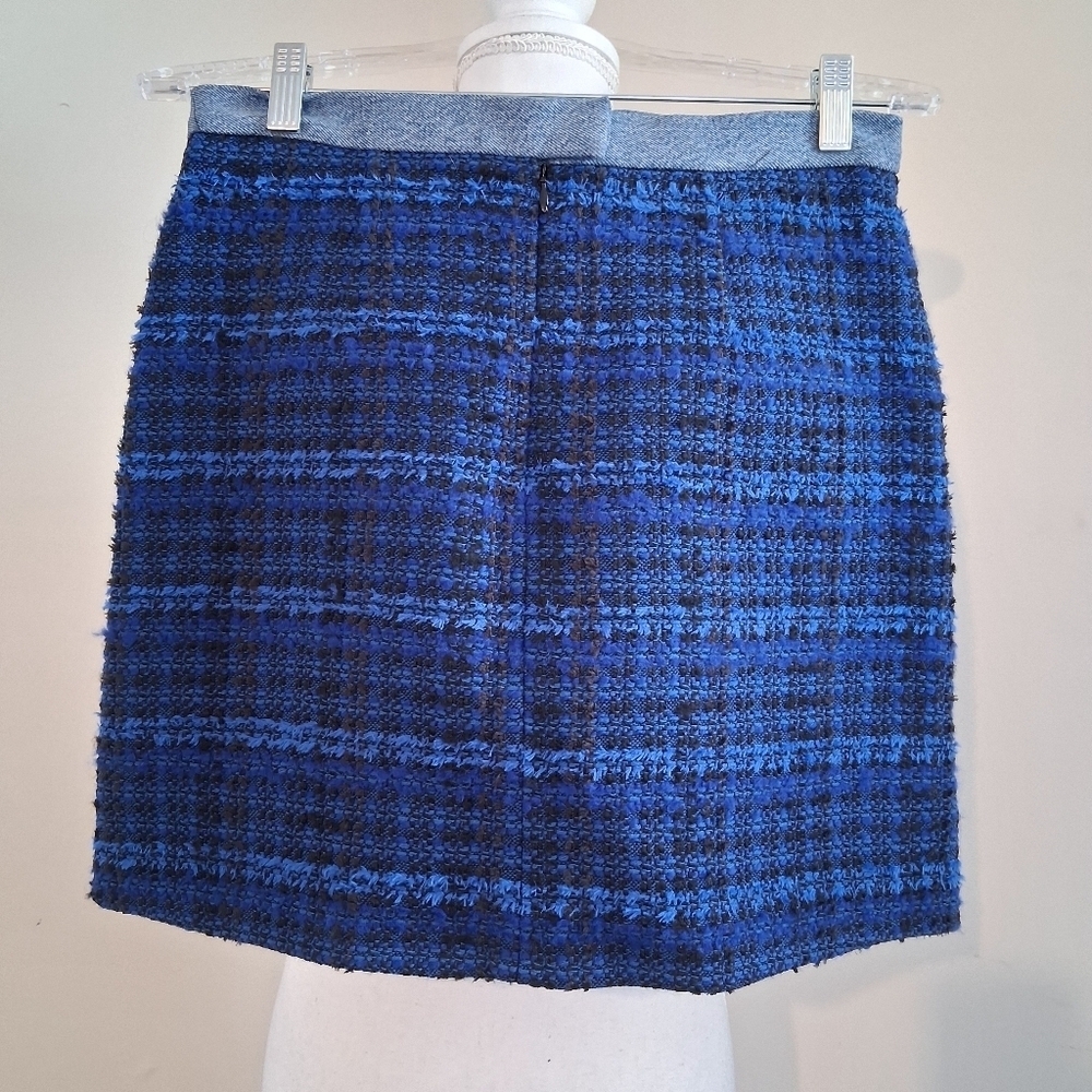 Sandro Cobalt Blue Tweed Mini Skirt Size 6 - Picture 4 of 9